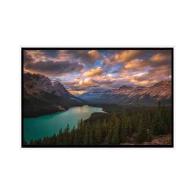 Peyto Lake at Dusk 1 Piece Single Picture Frame and Floater Frame Wall Art on Canvas