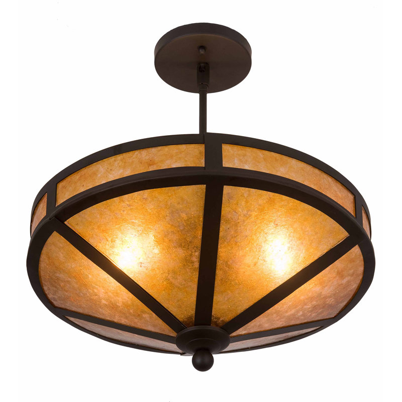 Plafonnier semi-encastré 2 lumières unique Yearby, H 18 po x l 15,75 po x P 15,75 po, Bronze huilé