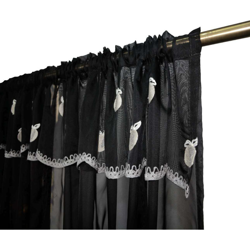 Klatt Semi Sheer Curtain Panel Pair, Black, 121.92cm W x 91.44cm D