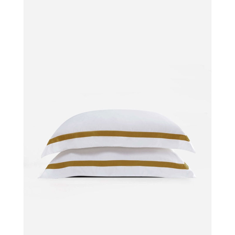 Frame Sham Set, Standard, White/Gold