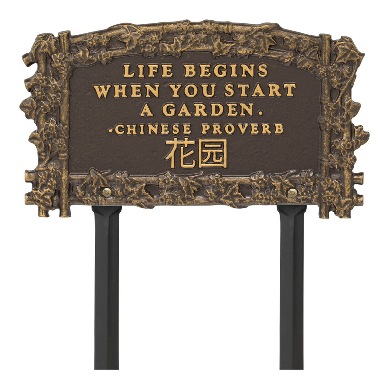 Zen Garden Lawn Plaque, 13, Bronze/Gold