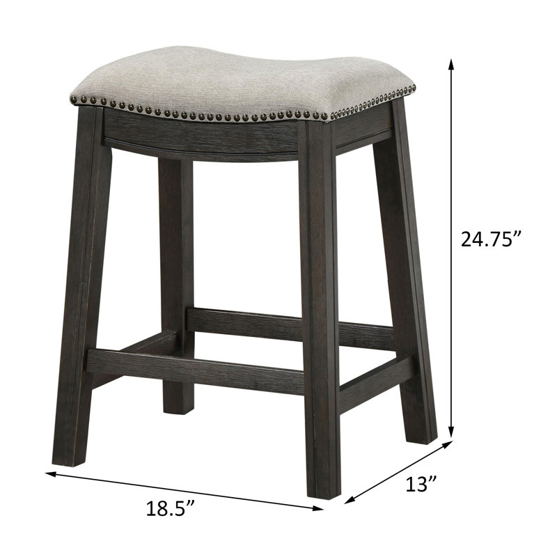 Fordham Dark Grey and Beige Counter Height Saddle Stool (Set of 2)