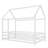 Twin Size Floor Wooden Bed With House Roof Frame, Extra-High Safety Guardrails-1047034814-1047034813