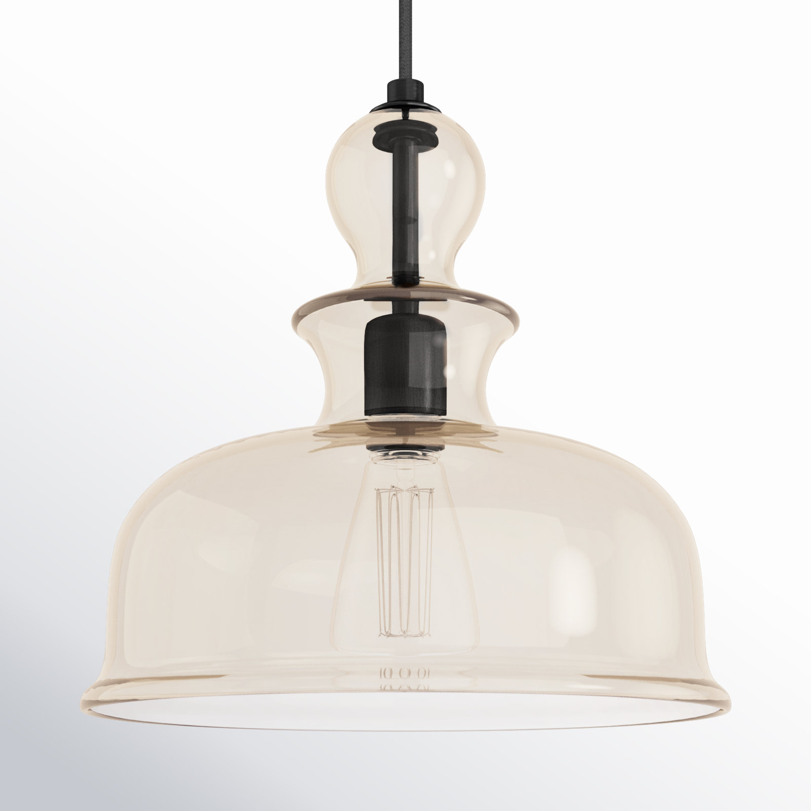 Tilden Single Light Glass Dimmable Pendant, Antique Bronze, Champagne