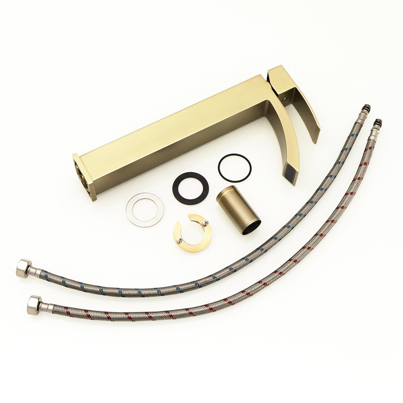 Modern Brushed Gold Bathroom Faucet, Cartridge Valve Single Hole For Sink Side Faucet Home Basin, Brushed Gold