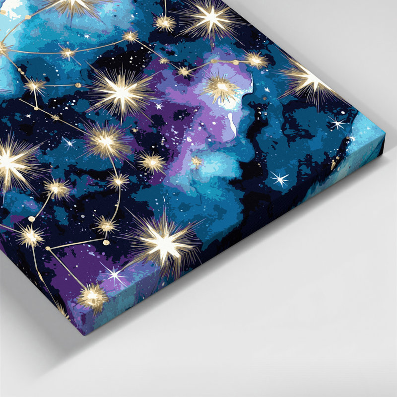 «Space Zodiac constellations», art mural sur toile bleue, 11" H x 14" W