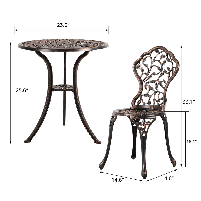 Ensemble bistro 23,6 po Jeneva, Bronze