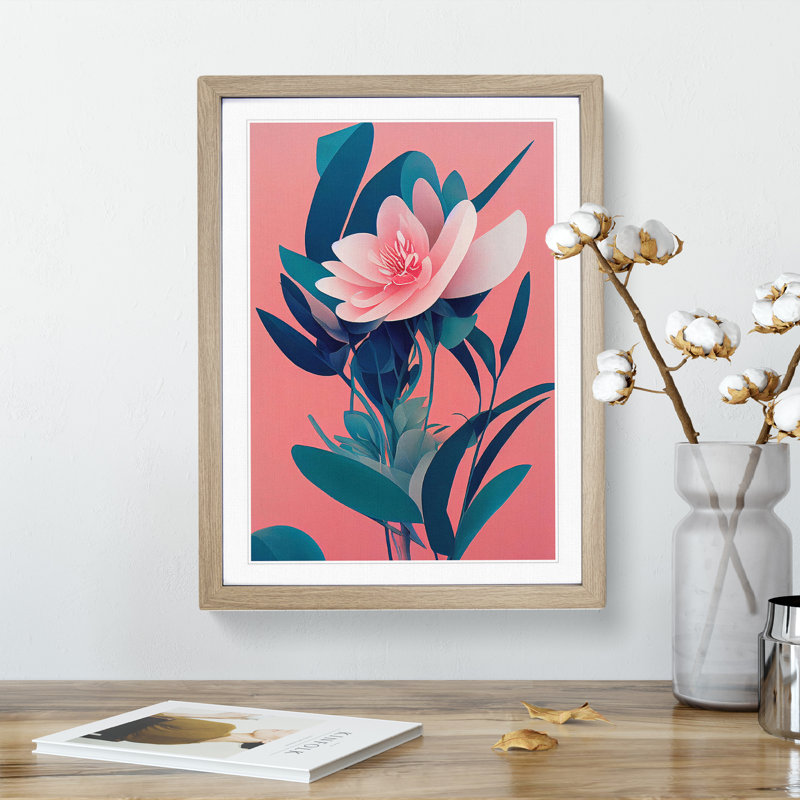 A Lovable Flower - Single Picture Frame Print, 46cm H x 34cm W x 2cm D, Oak