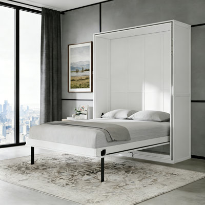 Queen Size Murphy Bed With Rotatable Storage Shelves