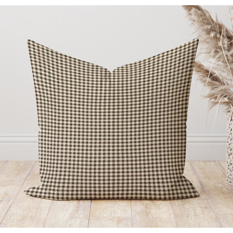 Housse de coussin châtaigne en châtaignier brun et beige, Carré 19 po