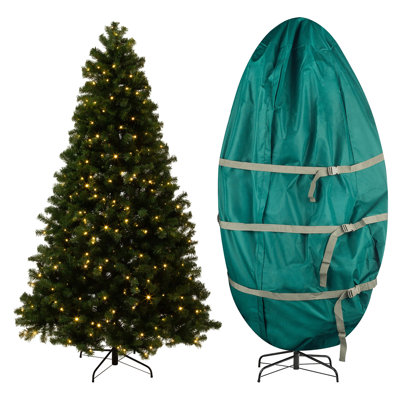 Elf Stor - arbre de Noël pré-éclairé de 0,5 pi avec sac de rangement vertical - arbre de Noël artificiel en épinette avec 450 lumières DEL, 1346 pointes de branches réalistes et support - décorations de Noël 3 pièces faciles à assembler