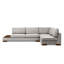 Élégant canapé d'angle, gris clair, 123,2 po x 76,0 po x 31,5 po | Structure en bois de hêtre et en carton, tissu 100% polyester, 28 mousses en mousse souple, 2 coussins inclus | Design scandinave élégant, nettoyage à sec, coussins portables-2141163232-2141163262