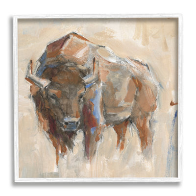 Bison Portrait Country Wildlife, peinture sur cadre en panneau de fibres à densité moyenne