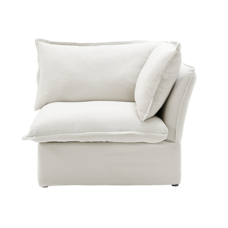 Chaise rembourrée en velours de lin Fairford, Blanc