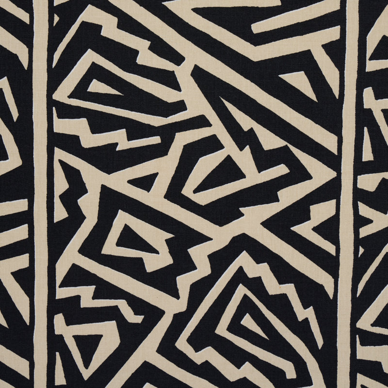 Schumacher x David Kaihoi Jagged Maze Fabric, Black