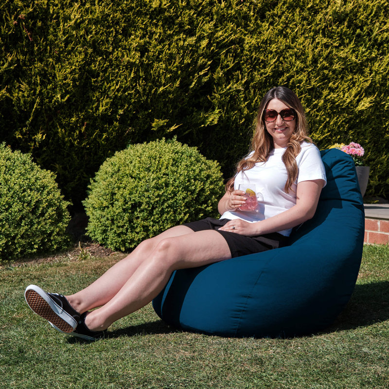 Bean Bag Bazaar Dalton Water-Resistant High Back Recliner Bean Bag, Aqua Blue