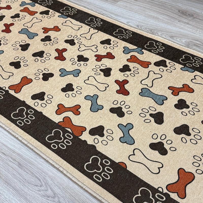 Tapis de couloir beige antidérapant sur mesure, Rectangle 2 pi 2 po x 4 pi
