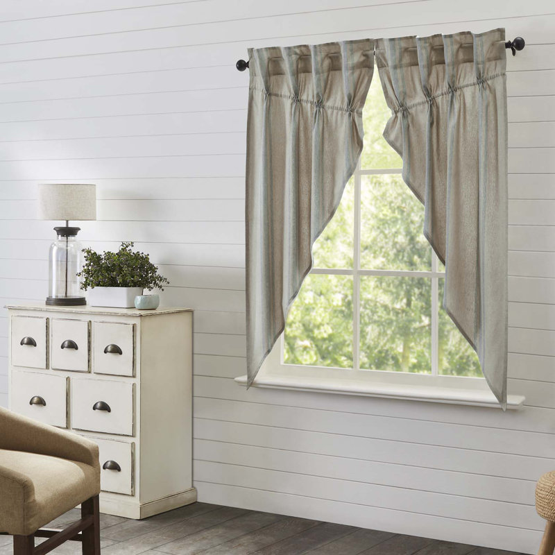 Tana Cotton Blend Room Darkening Curtain Panel Pair, 36" W x 84" L, Blue Gray