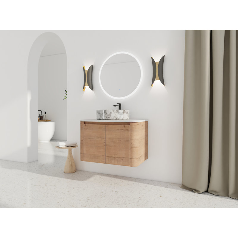 Meuble-lavabo mural en contreplaqué compact pour les salles de bain modernes
