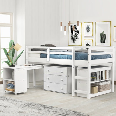 Lit mezzanine simple avec cabinet et bureau Low Study