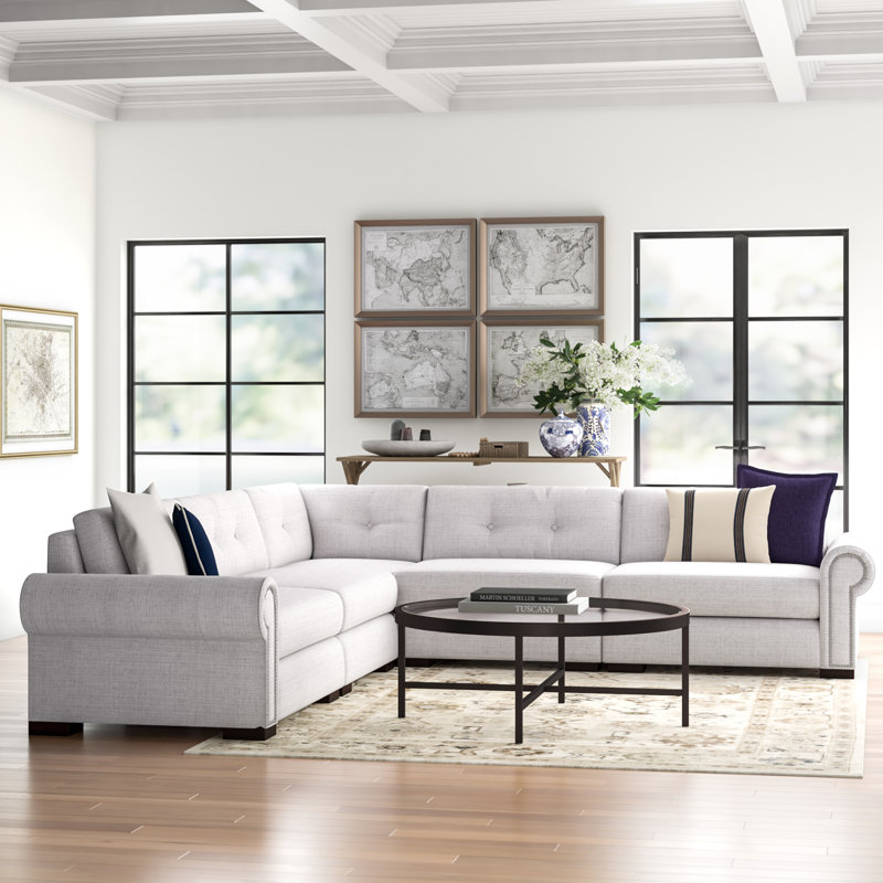 Mosely Upholstered L-Shaped Sectional Symmetrical, Grey Revolution®
