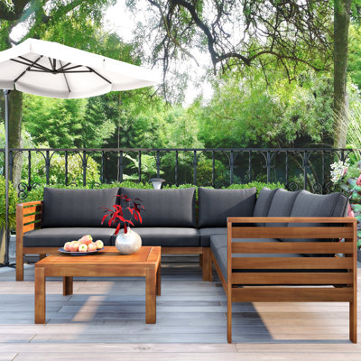 Extérieur avec coussin - siège de balcon en bois protégé, rembourrage doux