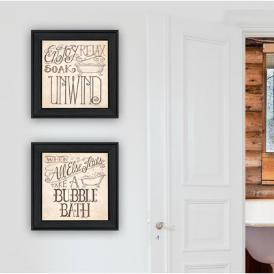 Soak & Unwind 2-Piece Vignette Framed Wall Art for Living Room, Home Wall Decor by Deb Strain