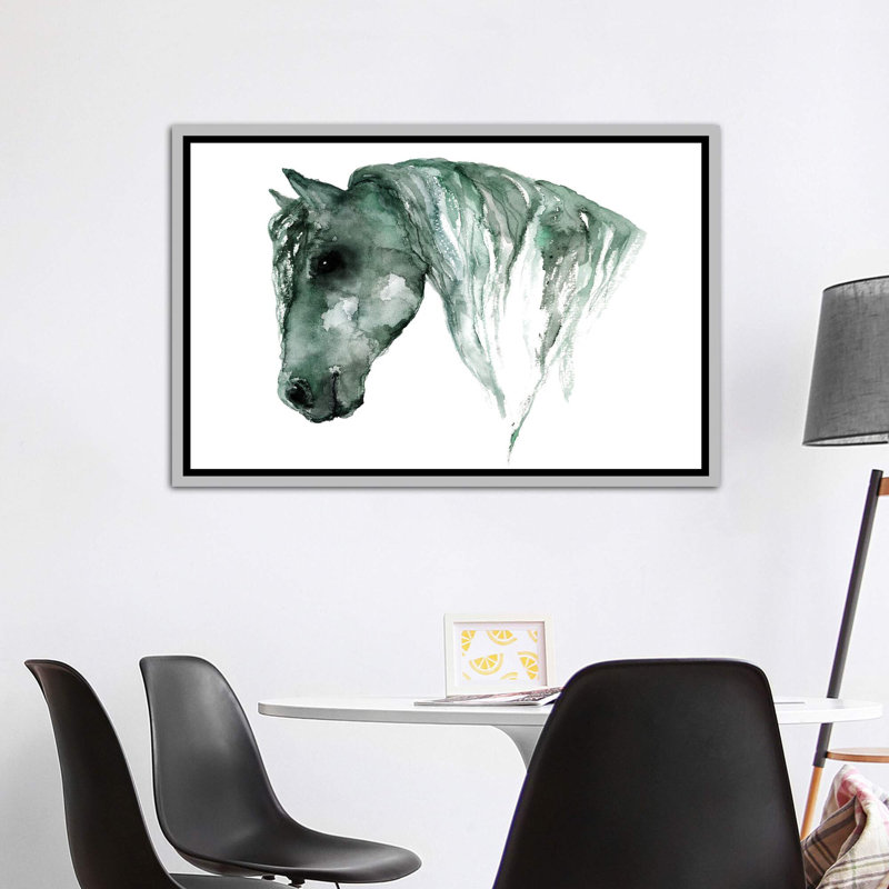 Art du cheval, H 40 po x l 60 po x P 1,5 po, Toile avec cadre argenté
