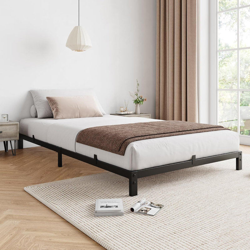 6 Inch Twin Size Bed Frame No Box Spring Needed, Heavy Duty Metal Platform Bed Frame Twin With Sturdy Steel Slats, Easy Assembly, Noise Free, Black(Twin)