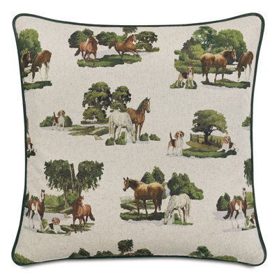 Equestrian Cotton Blend Throw Pillow
