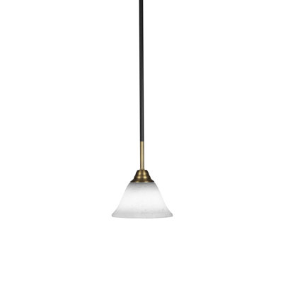 Ahern Stem Hung Pendant Shown In Matte Black & Brass Finish With 7" White Muslin Glass