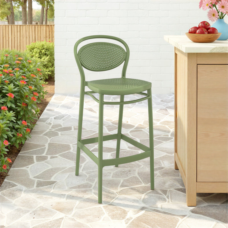 Farrah Outdoor Stool, Olive Green, Bar Stool (29.5" Seat Height)