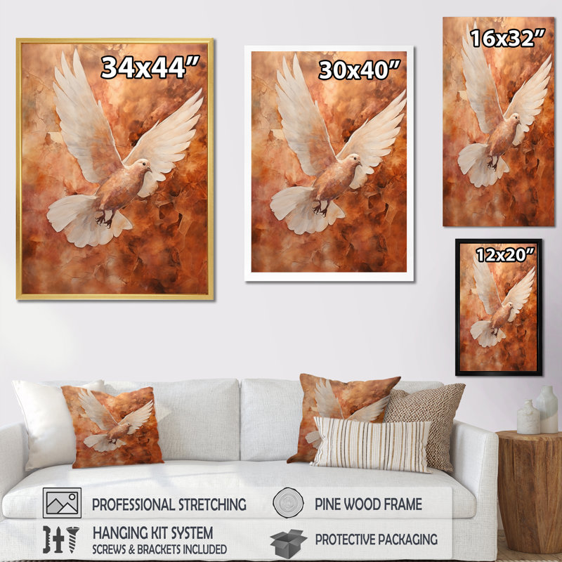 Cerulean Calm Graceful Dove III sur toile, Cadre naturel flottant, H 44 po x l 34 po x P 1,5 po