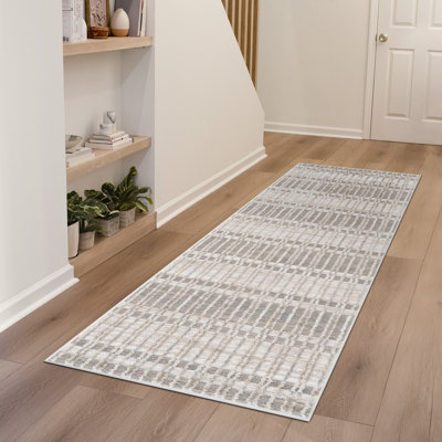 Contemporary High-Low Abstract Beige Indoor Area Rug
