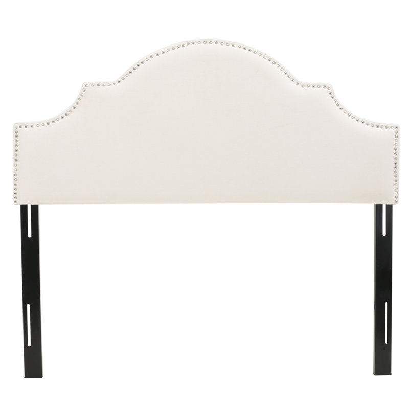 Upholstered Headboard With Durable Metal Legs, White
