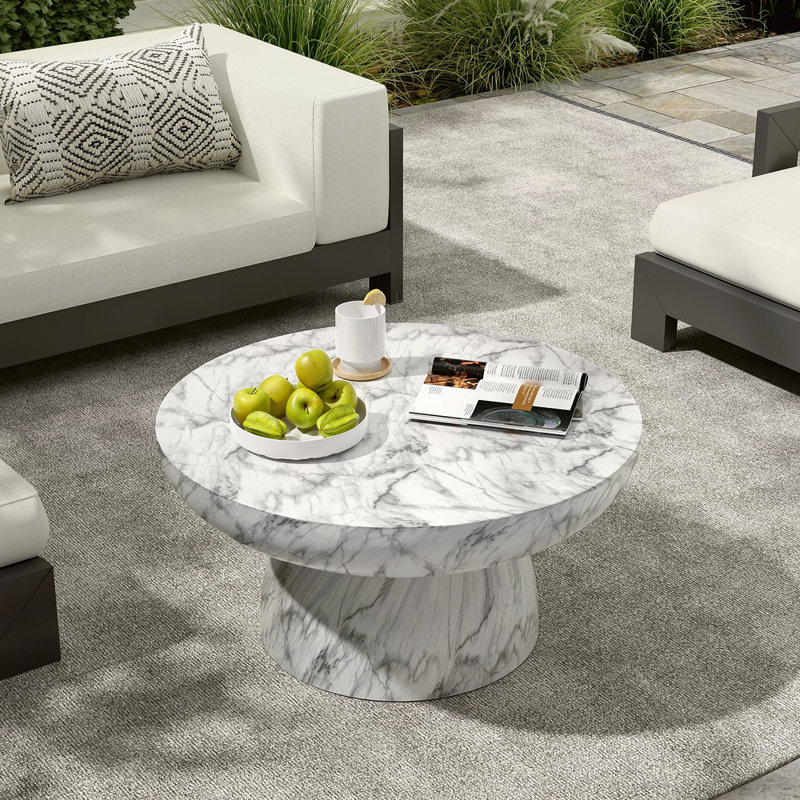 Table basse en faux marbre MGO pour une utilisation intérieure et extérieure