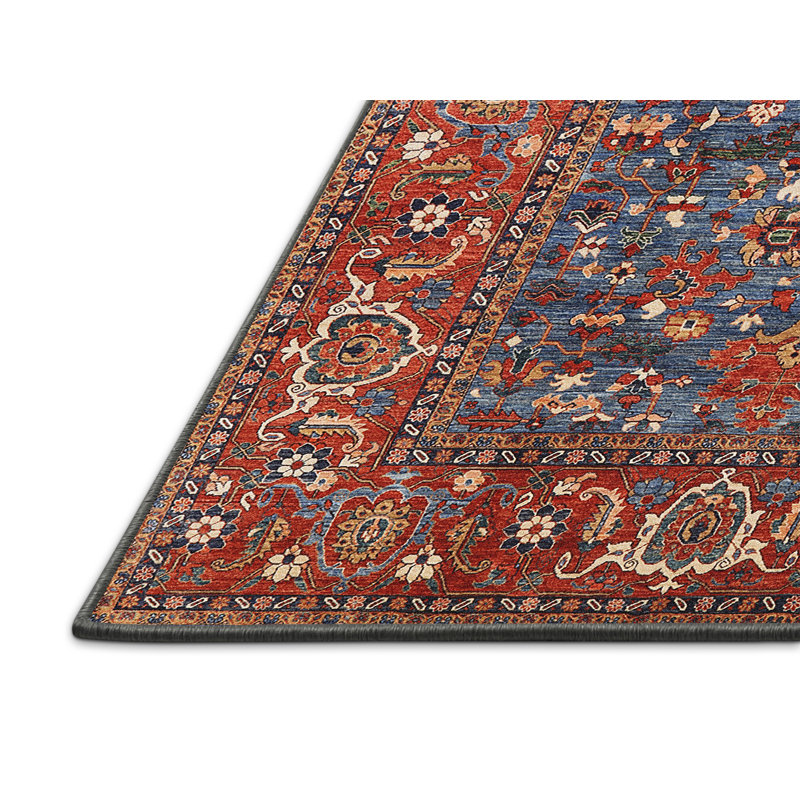 Tapis oriental orange / bleu Boothbay, Rectangle 4 pi x 6 pi