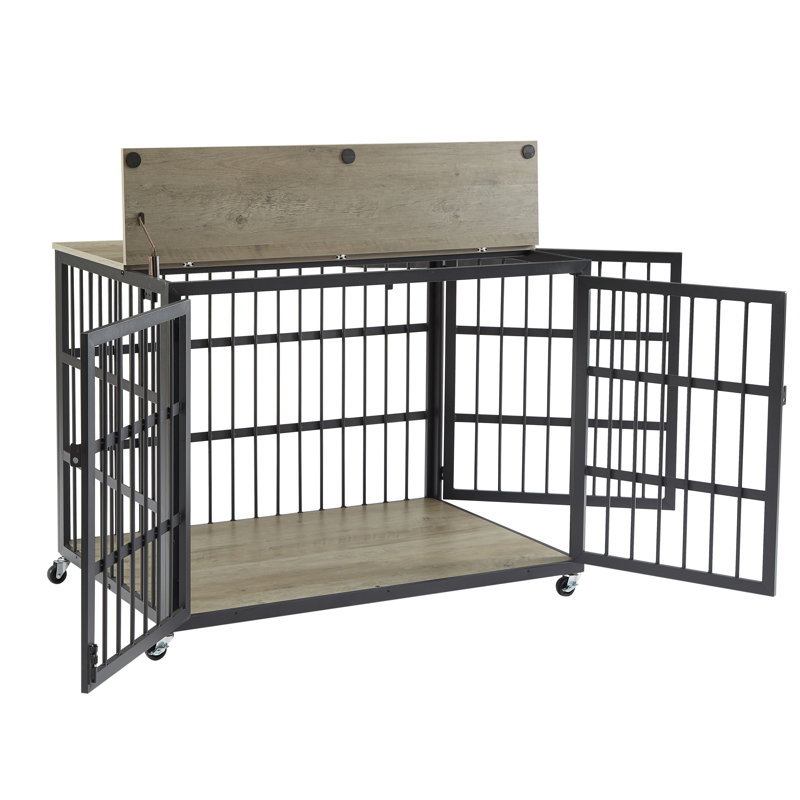 Dennia Pet Crate, Gray, 30.2" H x 27.7" W x 38.4" L