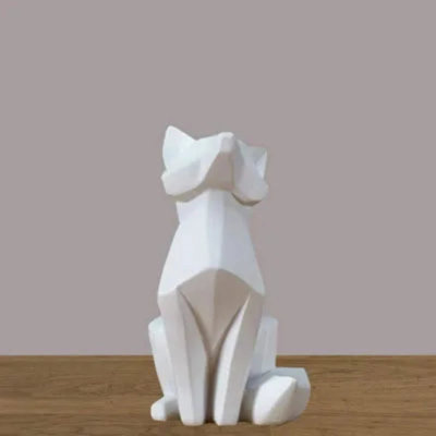 House of Avana Modern White Geometric Fox Statue