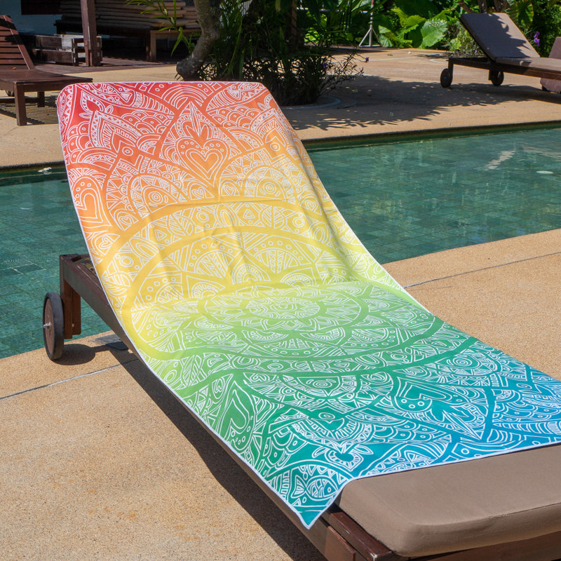Serviette de plage en microfibre Caroli, Bleu / Jaune / Rouge