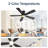 Cissline 46" 5 - Blade Flush Mount Ceiling Fan With Led Lights and Remote for Medium Room/Bedroom/Living Room-1399904791-1399904790