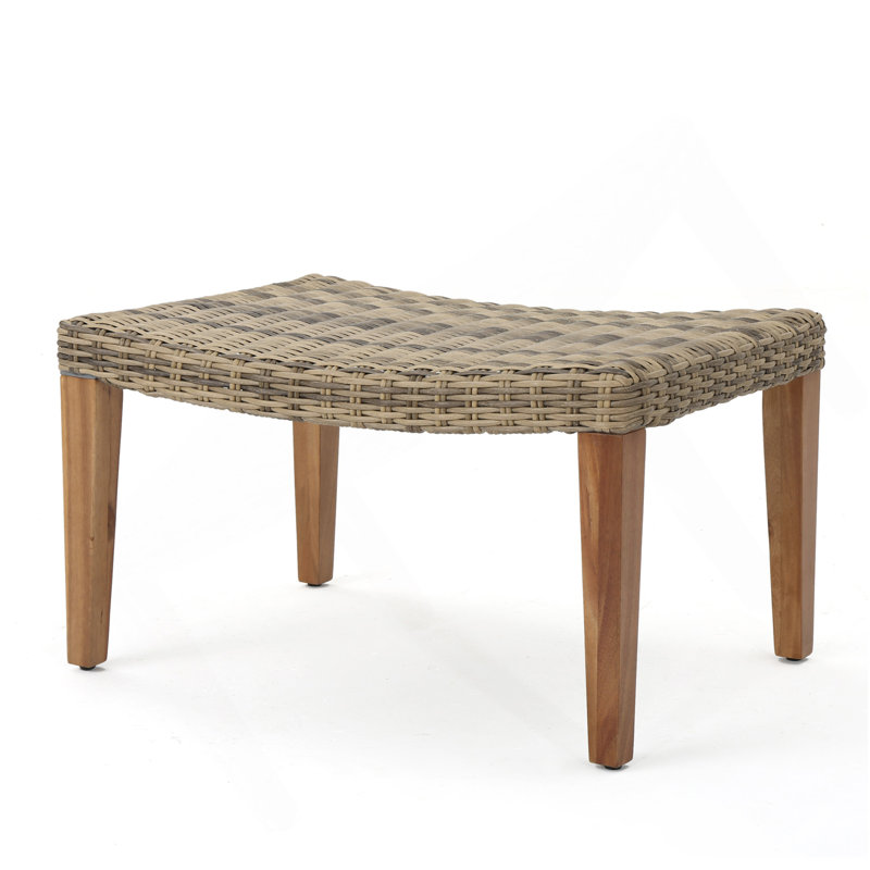 HAMPTON WOOD + WICKER OTTOMAN