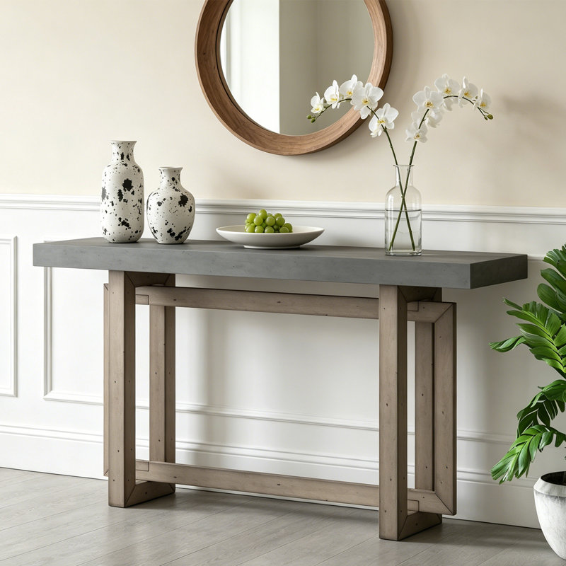 Console de 59,1 po de long pour le vestibule, table de canapé en bois industriel avec pieds solides et robustes pour le couloir, le salon et l'entrée