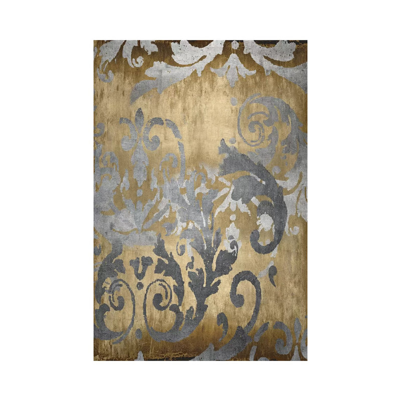 Damask In Gold I by Ellie Roberts - Wrapped Canvas Print, 30.48 cm H x 45.72 cm W