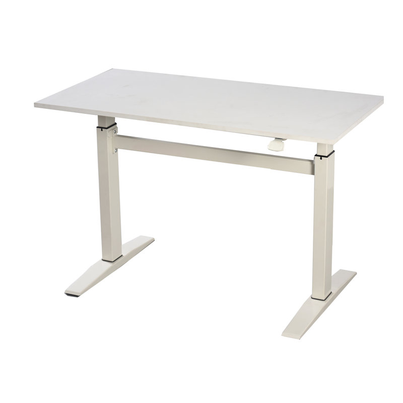 47" Standing Desk In White For Office Use, Rectangular Shape, Build Height Adjustable Office, Design With Manual Control Option