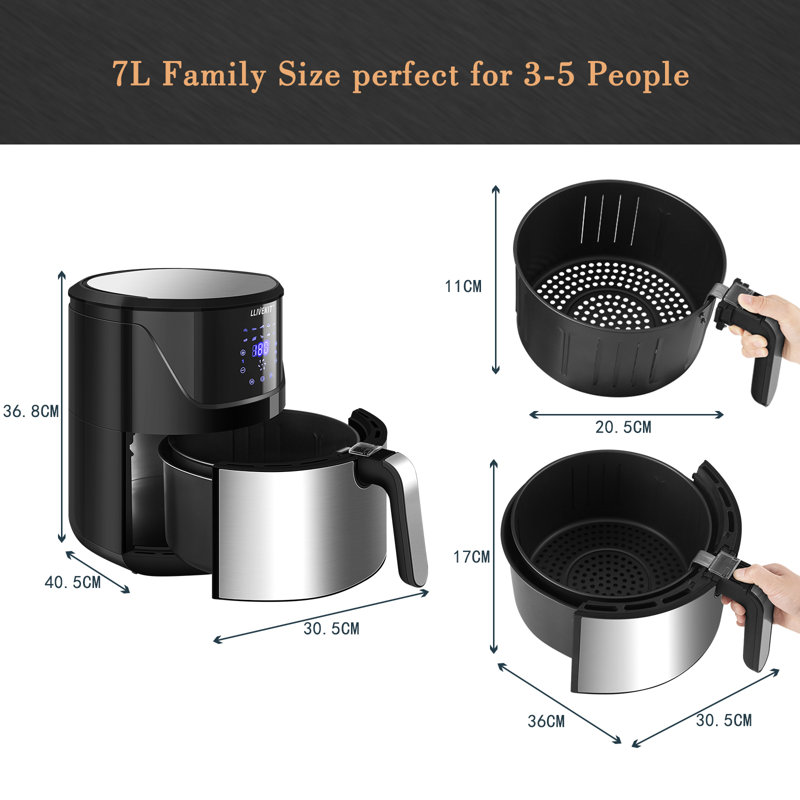 WOLTU 4L Air Fryer Oven, Black/Silver, 36.8cm H x 30.5cm W x 40.5cm D