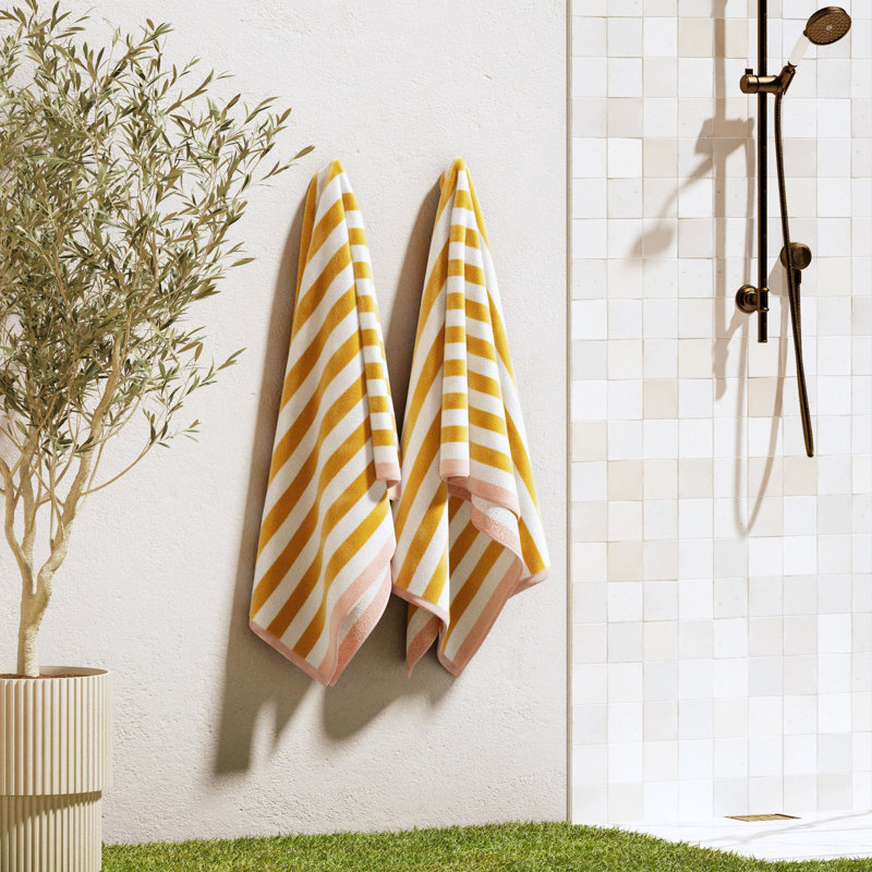 Serviettes de plage surdimensionnées 100% coton, 2, Souci / rose cendré