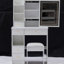 Petite coiffeuse 29,2 po avec tiroir à gauche, tabouret rembourré, miroir à DEL tricolore à commande tactile, grande capacité, convient aux petits, style américain, coiffeuse avec tiroir, commode