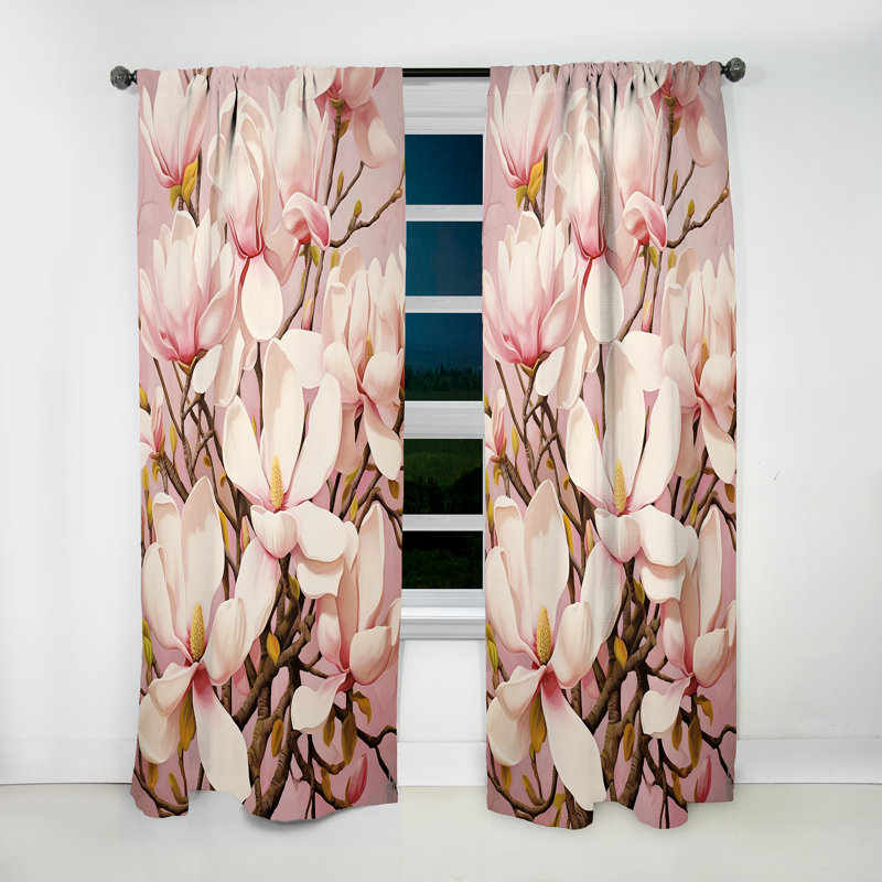 Bryer - Rideau obscurcissant floral Magnolias - 1 panneau, L 52 po x L 84 po