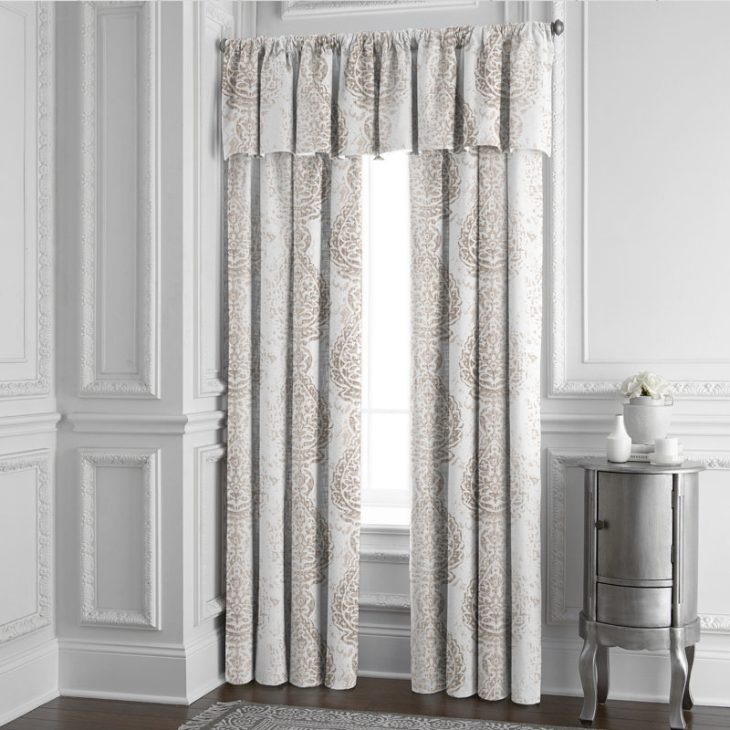Prassana 100% Cotton Paisley Room Darkening Rod Pocket Single Curtain Panel, Ecru, 50" W x 96" L